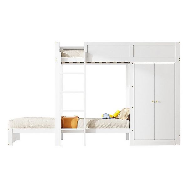 HAUSS SPOLE Etagenbett 90x200cm mit Sicherheitstreppe, Kleiderschrank, hohe günstig online kaufen