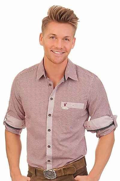 Spieth & Wensky Trachtenhemd Trachtenhemd - DORF LA - hellblau, dunkelrot günstig online kaufen