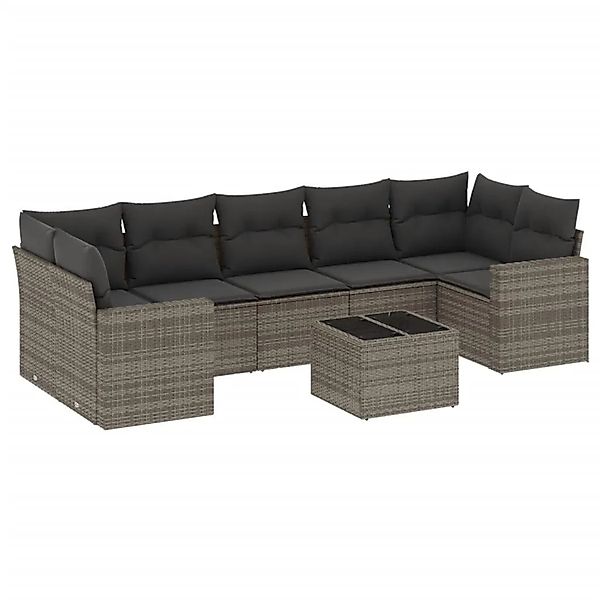 vidaXL 8-Tlg Garten-Sofagarnitur mit Kissen Grau Poly Rattan 3251077 günstig online kaufen