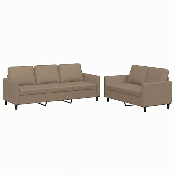 vidaXL Sofa 2-tlg. Sofagarnitur mit Kissen Cappuccino-Braun Kunstleder günstig online kaufen