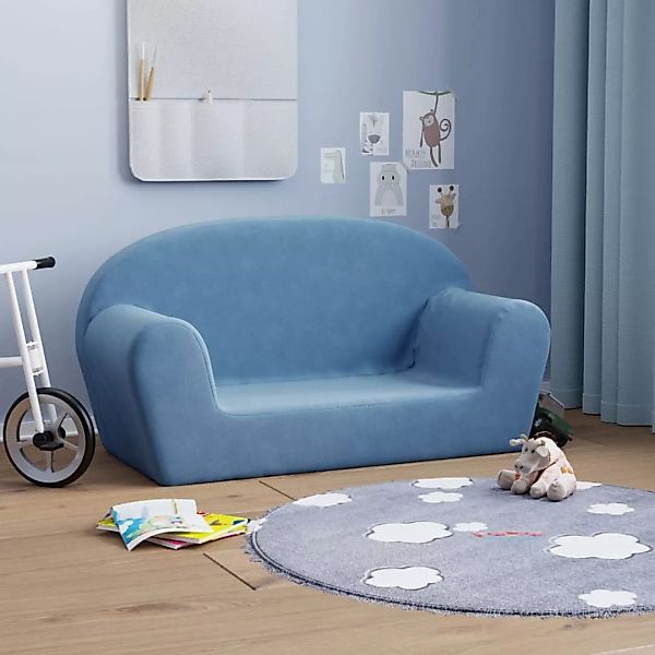 Vidaxl Kindersofa 2-sitzer Blau Weich Plüsch günstig online kaufen