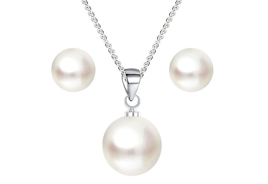 LÖB Ohrring und Ketten Set 925 Silber Halskette Ohrstecker Set Tropfen Perl günstig online kaufen