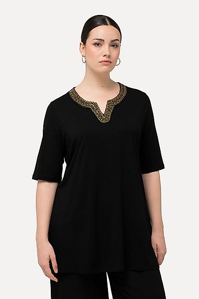Ulla Popken T-Shirt Shirt-Tunika Stickerei Tunika-Ausschnitt günstig online kaufen
