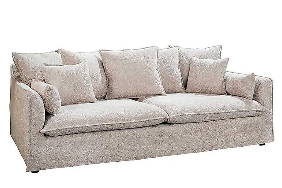 LebensWohnArt Sofa Hussensofa 3-Sitzer PARADISO 200cm Bouclé champagner Fed günstig online kaufen