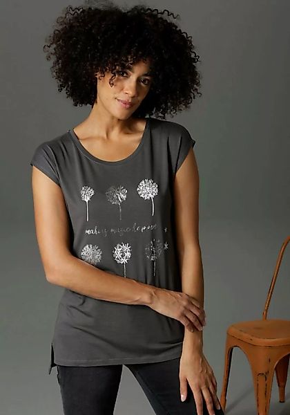 Aniston CASUAL T-Shirt mit Frontdruck, teilweise glitzernder Folienprint günstig online kaufen