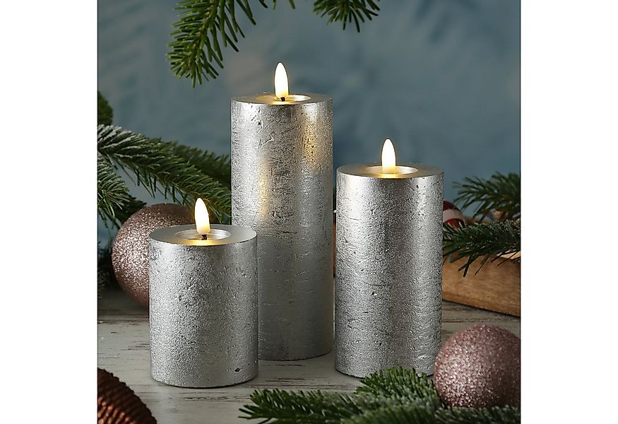 MARELIDA LED-Kerze LED Kerzenset LINA Rustik Optik Echtwachs 3 Größen Timer günstig online kaufen