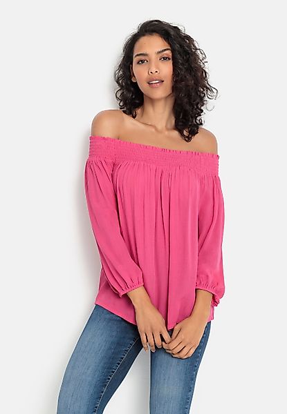 LASCANA Carmenbluse in leichter Crinkle-Optik, Damenbluse, günstig online kaufen