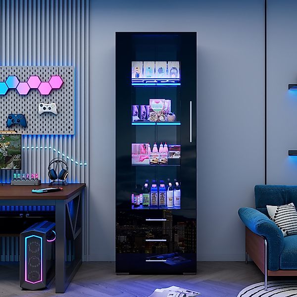 MODFU Vitrine mit Hochglanz-Oberfläche (Hochschrank, Highboard, günstig online kaufen