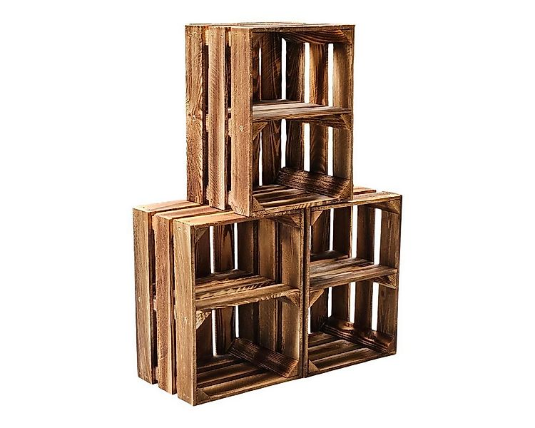 Teramico Holzkiste Holzkisten Obstkisten 3 x 40x30x25cm Geflammt Ablage Kur günstig online kaufen