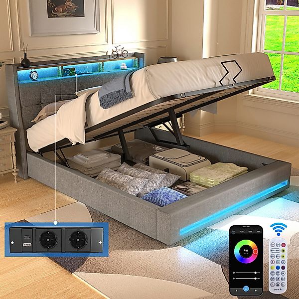 oyajia Polsterbett Doppelbett mit LED Licht günstig online kaufen