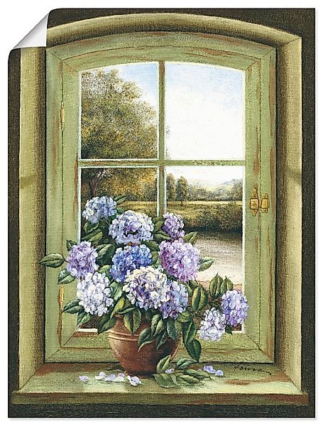 Artland Wandbild »Hortensien am Fenster«, Arrangements, (1 St.), als Alubil günstig online kaufen