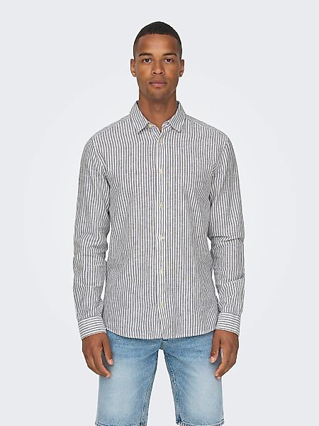 ONLY & SONS Kurzarmhemd "ONSCAIDEN LS STRIPE LINEN SHIRT 660 NOOS" günstig online kaufen