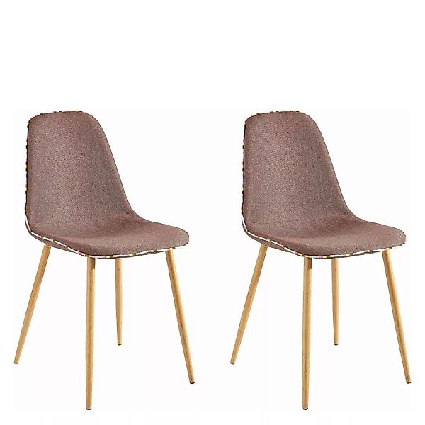 Esstisch Stühle in Braun und Eichefarben Gestell aus Metall (2er Set) günstig online kaufen