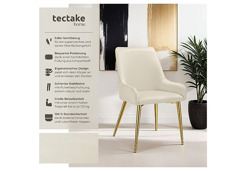 tectake Esszimmerstuhl Polsterstuhl Avane, Samtoptik, Belastbarkeit 120 kg günstig online kaufen