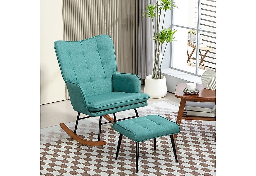 HOMCOM Schaukelsessel Stillsessel mit Hocker (Schaukelstuhl, 2-St., Schwing günstig online kaufen