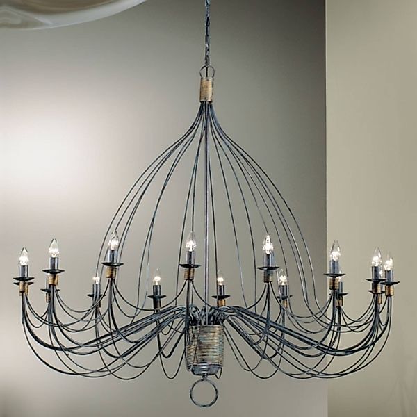 Kronleuchter Filo, 16-flammig, blauschwarz, Metall, Ø 140 cm günstig online kaufen