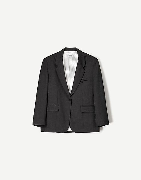 Bershka Melierter Oversize-Blazer Damen M Dunkelgrau günstig online kaufen