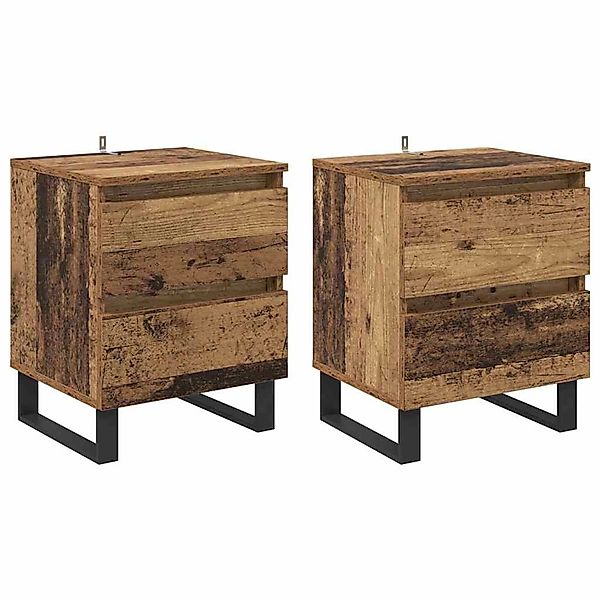 vidaXL Nachttisch 2 Stk Altholz 40 x 35 x 50 cm Holzwerkstoff 881915 günstig online kaufen