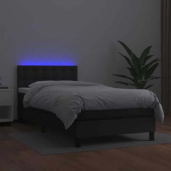 vidaXL Boxspringbett mit Matratze & LED Schwarz 80x200 cm Kunstleder 313418 günstig online kaufen