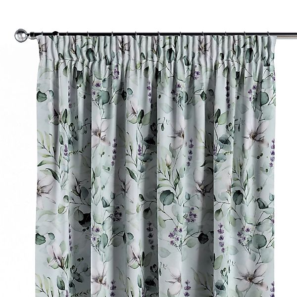 Vorhang mit Kräuselband, mintgrün-weiß, Flowers (143-66) günstig online kaufen