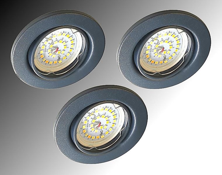 TRANGO LED Einbauleuchte, 3er Set 6729-031M36K LED Einbaustrahler Anthrazit günstig online kaufen