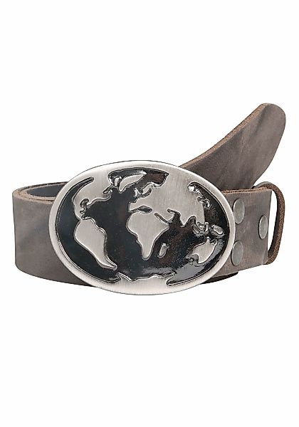 Rettungsring Gürtel Ledergürtel mit Weltkarten-Schließe, rustikales Design günstig online kaufen