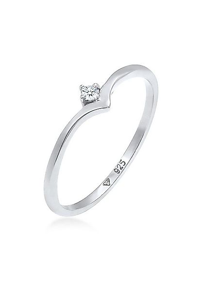 Elli DIAMONDS Verlobungsring Solitär Diamant (0.03 ct) V-Form 925 Silber günstig online kaufen