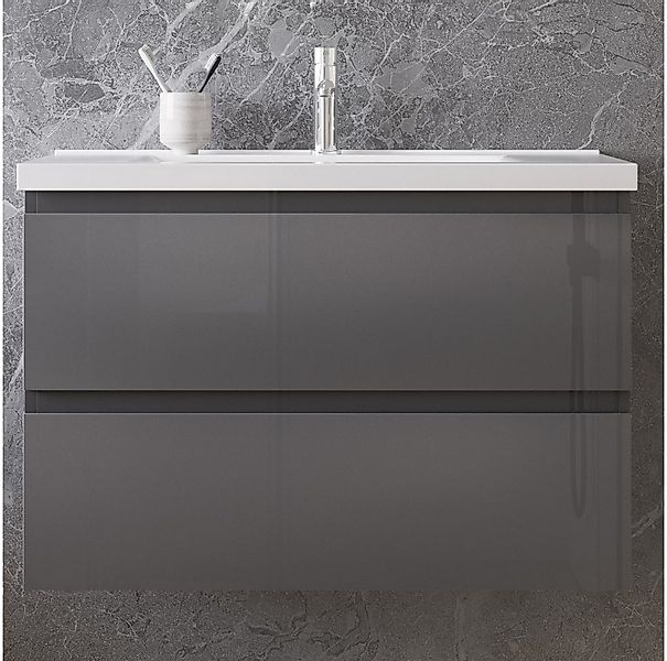 duschspa Waschtisch Badmöbel Set Waschbecken mit Unterschrank MDF, Hochglan günstig online kaufen