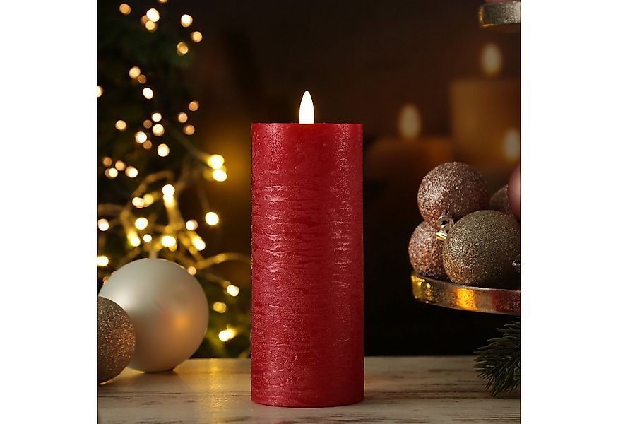 Adilina LED-Kerze LINA Rustik Optik Echtwachskerze flackernd Timer H: 20cm günstig online kaufen