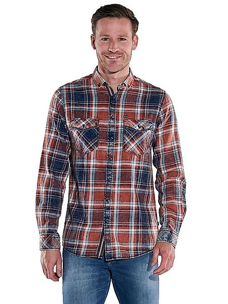 Engbers Langarmhemd Herren Langarm-Hemd kariert, Orange günstig online kaufen