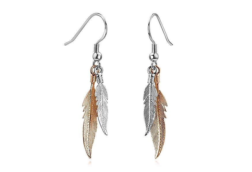 Materia Paar Ohrhänger Damen Silber Rosegold Bicolor Federn hängend SO-119- günstig online kaufen