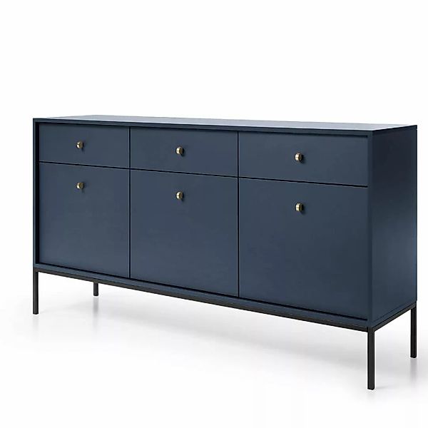 Sideboard 154cm in blau, Fußgestell schwarz, MALAGA-160 günstig online kaufen