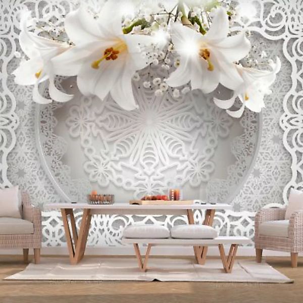 artgeist Fototapete Lilies and Ornaments mehrfarbig Gr. 400 x 280 günstig online kaufen