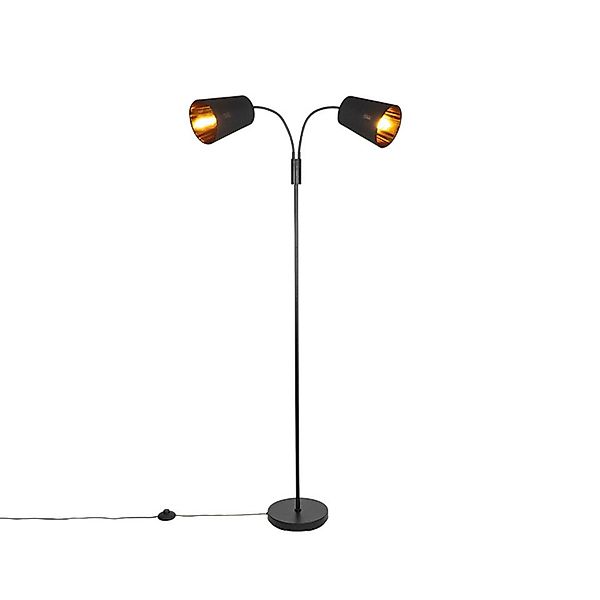 Qazqa Stehlampe Carmen, ohne Leuchtmittel, E14, Schwarz, Modern, Stahl, 2-f günstig online kaufen