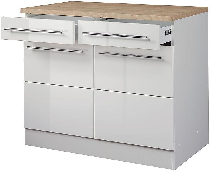 KOCHSTATION Unterschrank "KS-Wien" Breite 100 cm, 2 Türen, 2 Schubkästen, f günstig online kaufen