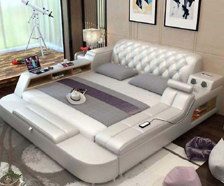 JVmoebel Bett, Design Bett Big Betten Leder Hotel Polster 180x200 Multifunk günstig online kaufen