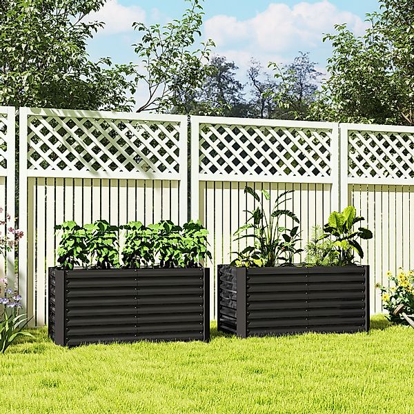 Outsunny 2er-Set Hochbeet Blumenhochbeet witterungsbeständig, Pflanzbeet Fr günstig online kaufen