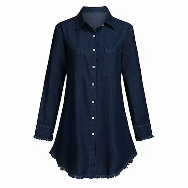 ZWY Jeanskleid Damen V-Ausschnitt Blusenkleid Hemdkleid Jeanskleider (M-XL) günstig online kaufen