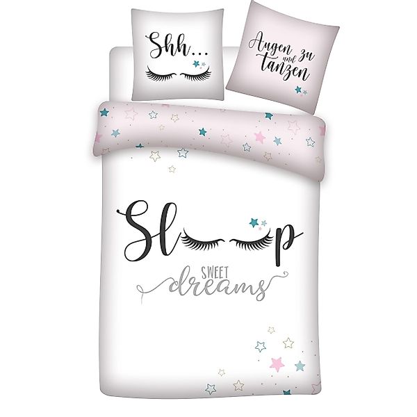 Familando Jugendbettwäsche "Sleep" Sweet Dreams Rosa günstig online kaufen
