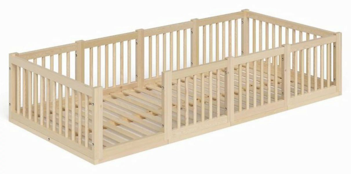 Bellabino Kinderbett Teno (Bodenbett 90x200 cm), mit runden Streben, natur, günstig online kaufen