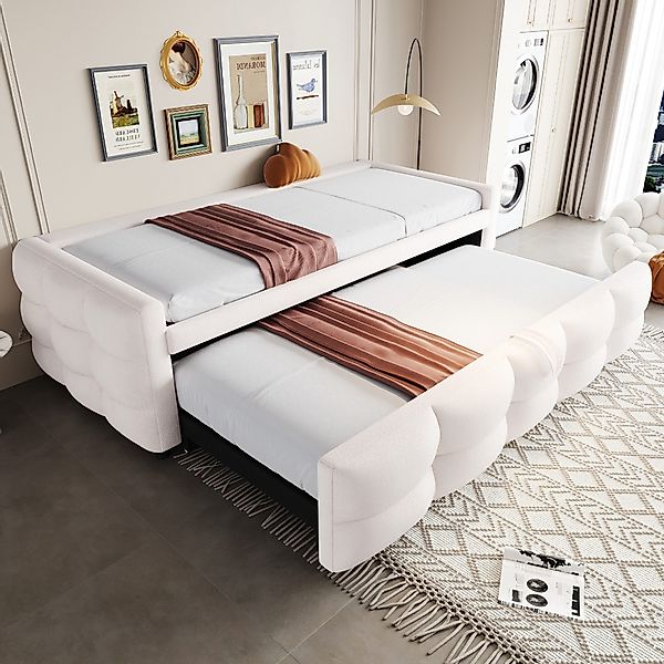 OKWISH Schlafsofa Polsterbett Ausziehbar,Teddy-Samt Schlafsofa,Multifunktio günstig online kaufen