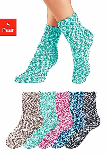 Lavana Kuschelsocken, (Packung, 5 Paar), Multifarbe Bettsocken mit weichem günstig online kaufen