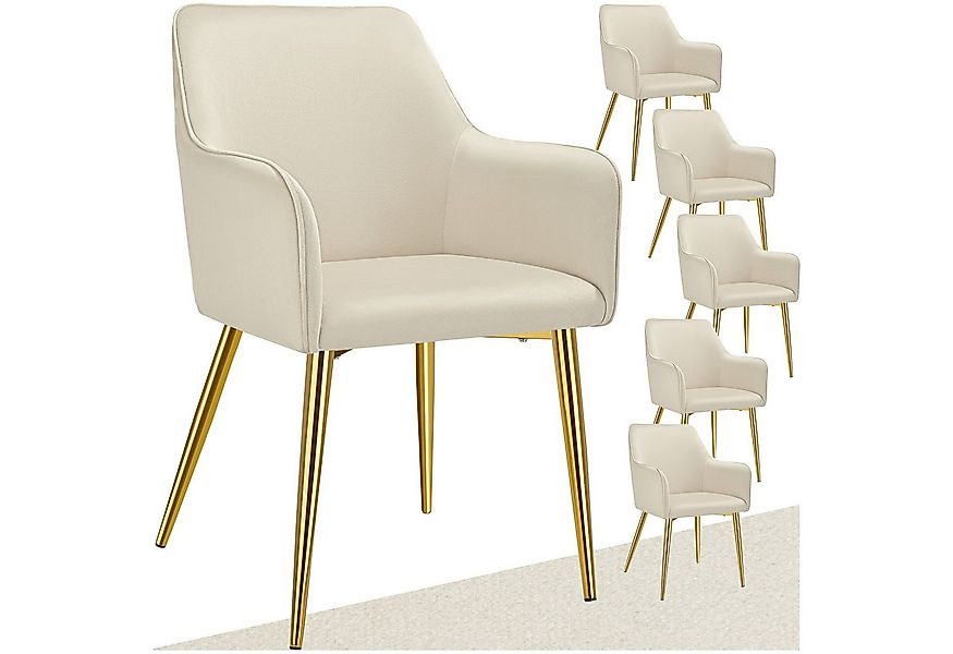 tectake Esszimmerstuhl Armlehnstuhl Avane, Samtoptik, gepolstert (Set, 6 St günstig online kaufen