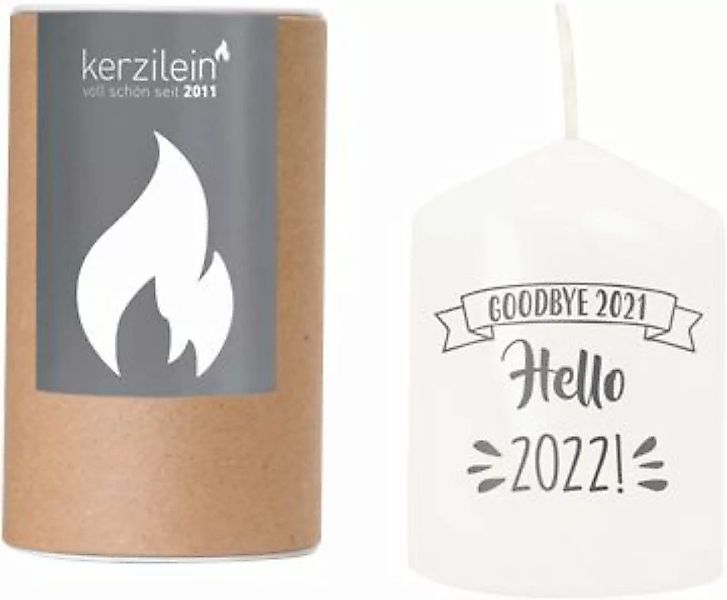 kerzilein "Kerze ""Goodbye 2021 hello 2022!"", H8,5xØ6 cm" anthrazit/weiß günstig online kaufen