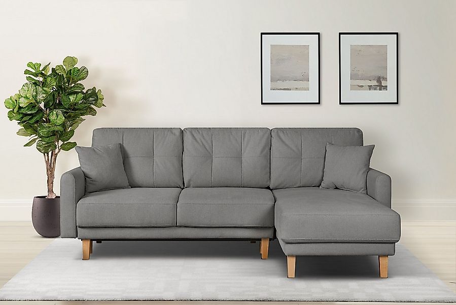 Home affaire Ecksofa "Triplo, Zierkissen, Schlaffunktion, B/T/H: 234/164/89 günstig online kaufen