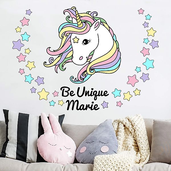 Wandtattoo Einhorn Illustration Pastell Sterne günstig online kaufen