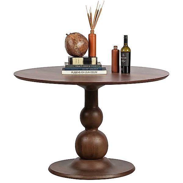 Runder Esszimmertisch in Walnussfarben Vintage Design günstig online kaufen
