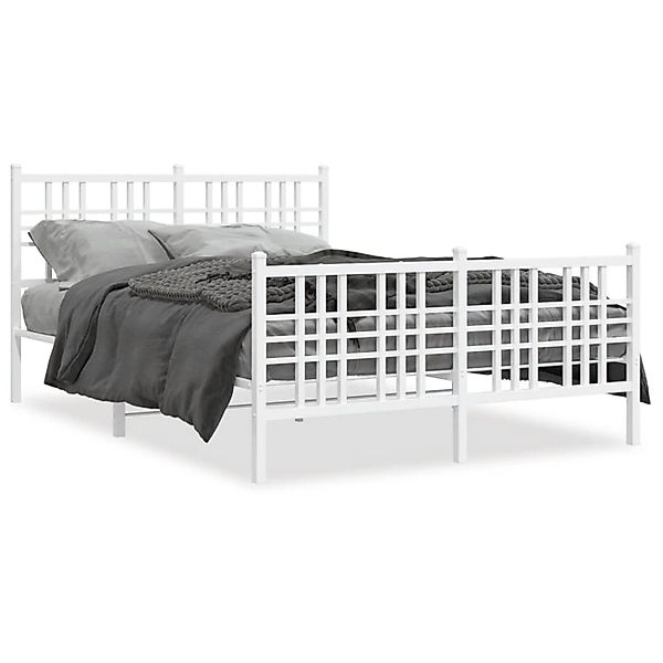 vidaXL Bettgestell mit Kopf- und Fußteil Metall Weiß 120x200 cm 376389 günstig online kaufen