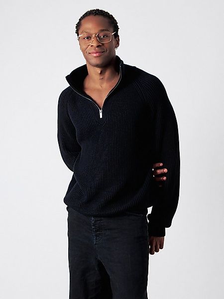 HONEST BASICS Strickpullover Half-Zip aus OCS und GRS zertifizierter Bio-Ba günstig online kaufen