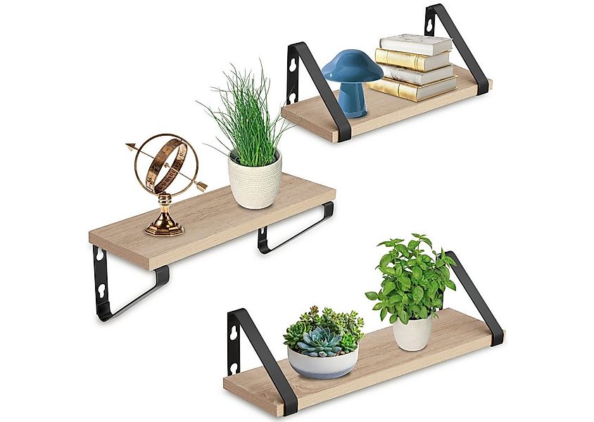 tectake Wandregal 3er Set Wandregal, Set 1-tlg., Industrial Style günstig online kaufen